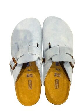 Blue Suede Birkenstock Boston Clogs
Size 39